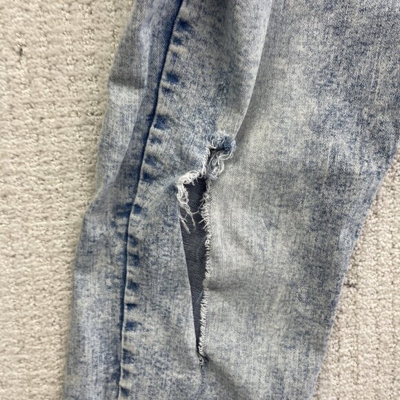 Y2K Refuge Jeans Womens Size 7 Blue Denim Slim Straight Washed Distressed Punk - Picture 7 of 10